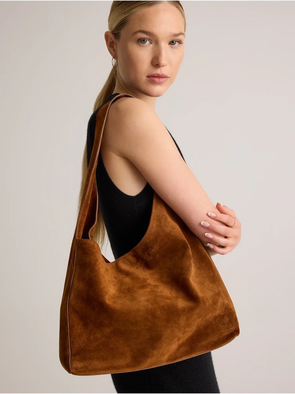 Quince Italian Hobo Shoulder Bag in Brown